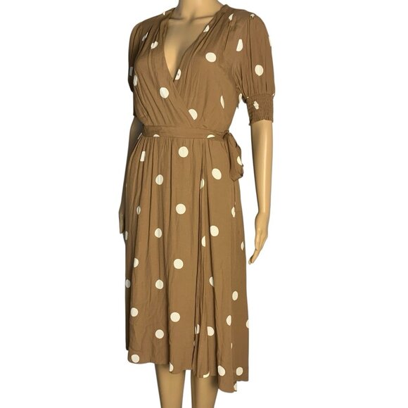 Maeve Anthropologie Bernice Midi Polka Dot Wrap Dress Sz 8P 8 with Pockets - Picture 8 of 14
